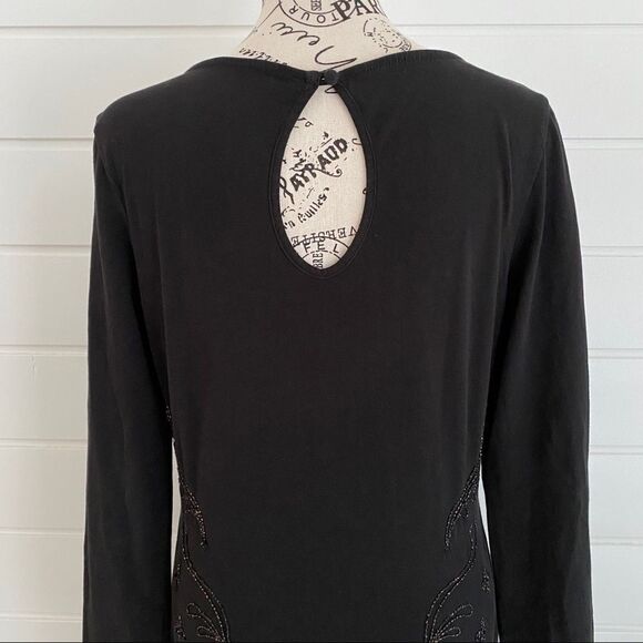 Free People Lady In Waiting Black Embroidered Metallic Bodycon Mini Dress Large - Picture 10 of 16